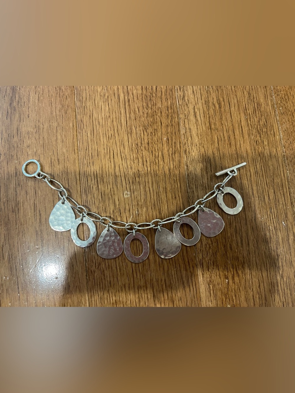 Hammered Sterling Silver Charm Bracelet - Women